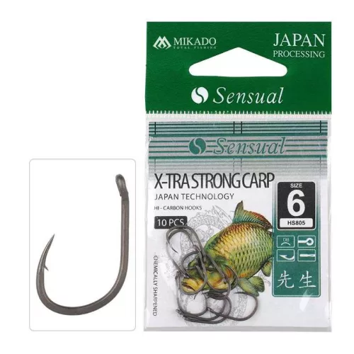 Mikado Xtra erősített Carp 12-es füles szakállas horog